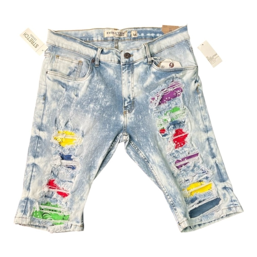 Men denim blue muti colors ripped Sz various